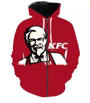 Новая мода 3D принт KFC Кентукки жареная курица толстовки на молнии толстовки с капюшоном на молнии Harajuku толстовка хип-хоп толстовки