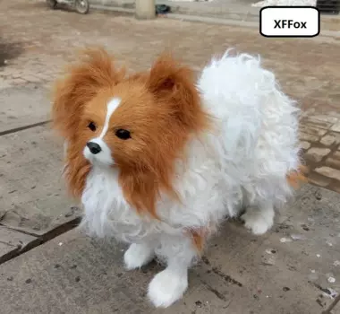 Новая модель собаки Papillon, пластиковая и меховая, стоящая, Papillon, кукла для собаки, подарок, около 28x27 см, xf1599