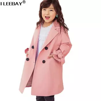 Новая модная Длинная ветровка для девочек на осень и зиму, пальто в Корейском стиле для девочек, Детская осенняя куртка с капюшоном для маленьких девочек