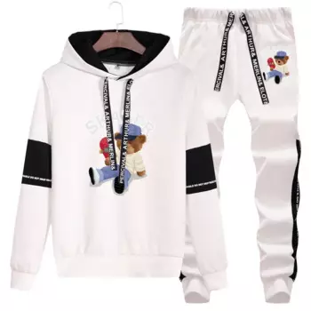 Новая модная повседневная одежда с принтом медведя, мужская толстовка с длинным рукавом, спортивные брюки, костюм, мужской свитшот, спортивный костюм