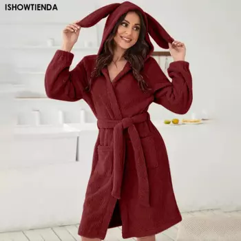 Новая мягкая теплая Пижама для женщин большого размера с капюшоном и кроличьими ушками флисовые домашние женские пижамы зимняя пижама с длинным рукавом 2023