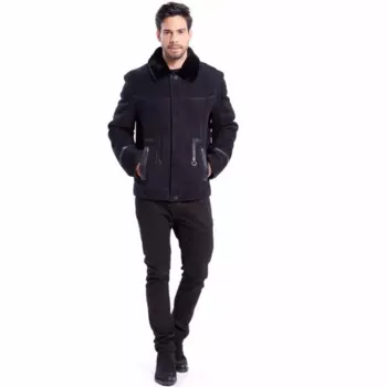 Новая мужская куртка из натуральной овчины, короткая стильная куртка с лацканами и мехом, повседневная куртка