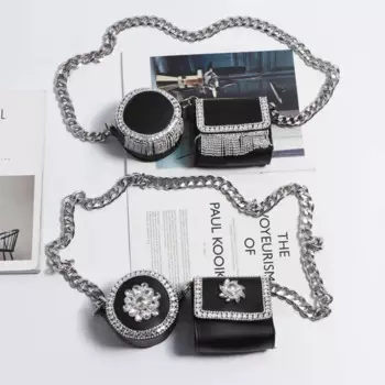 Новая поясная сумка со стразами и цветами, кошелек для монет, съемная толстая цепочка, помада, поясная сумка