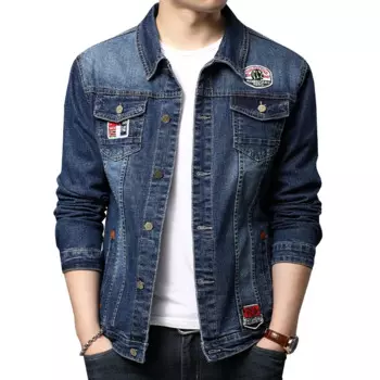 Новая приталенная джинсовая куртка для мужчин, модная Байкерская джинсовая моющаяся верхняя одежда с длинным рукавом, Женское пальто