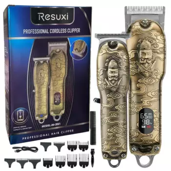 Новая профессиональная электрическая Мужская машинка для стрижки, подзаряжаемая от USB машинка для стрижки волос, полностью Металлическая машинка для стрижки волос, парикмахерский набор