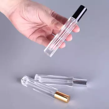 Новая пустая стеклянная бутылка 10 мл 10 шт./лот, многоразовая бутылка для духов, бутылка-распылитель для жидкости для путешествий с алюминиевым распылителем, портативная бутылка