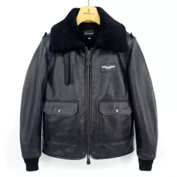 Новая японская Зимняя Теплая мужская кожаная куртка из коровьего меха