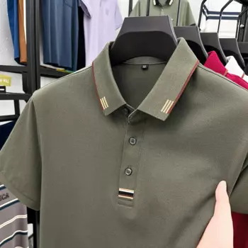 Новая рубашка-поло для среднего возраста, Высококачественная тонкая Деловая и Повседневная футболка с отложным воротником и короткими рукавами, мужская летняя футболка из чистого хлопка