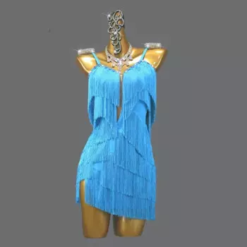 Новая синяя юбка для латиноамериканских танцев, сексуальное женское платье ча-ча, одежда для Бальных тренировок, костюм для выпускного вечера, костюм трапециевидного силуэта, спортивный костюм для девушек