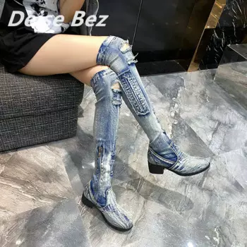 Новая Всесезонная женская обувь, модные яркие женские сапоги выше колена в британском стиле