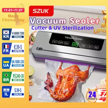 Новая вакуумная упаковочная машина для пищевых продуктов, вакуумная упаковочная машина для сухих и влажных пищевых продуктов с УФ-оборудованием, кухонная машина для запайки пищевых продуктов, встроенный резак