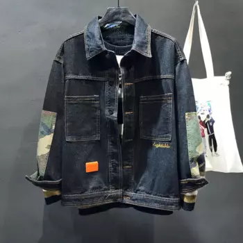 Новая весенне-осенняя мужская модная Свободная рабочая куртка повседневная Универсальная джинсовая куртка