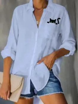 Новая весенняя простая и элегантная женская рубашка с длинным рукавом