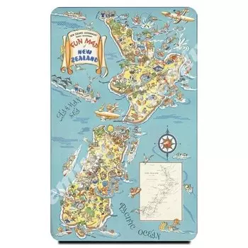 Новая Зеландия Сувенирный магнит Винтажный туристический плакат