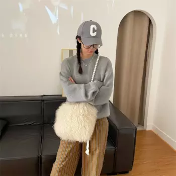 Новая женская меховая Роскошная пляжная шерстяная Высококачественная Диагональная Сумка на одно плечо большой емкости Темпераментная Женская Роскошная меховая сумка