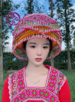 Новая женская шапка Miao из бутика двухслойная шапка ручной работы с бусинами