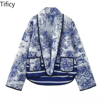 Новая Женская Стеганая хлопковая куртка с двумя карманами на осень и зиму