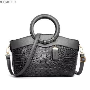 Новая женская сумочка в европейском и американском стиле, модная кожаная сумка с крокодиловым кольцом и одной лямкой