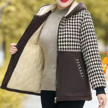 Новая женская толстая теплая хлопковая одежда среднего возраста, осенне-зимняя стеганая куртка, женская сетчатая повседневная парка с капюшоном, пальто 5XL