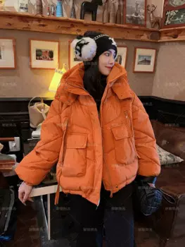 Новая зимняя куртка, женские парки, блестящая пуховая парка с хлопковой подкладкой, женская куртка, однотонная толстая верхняя одежда, теплое пальто с капюшоном