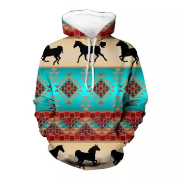 Новая зимняя мужская толстовка с капюшоном и принтом лошадей, 2021