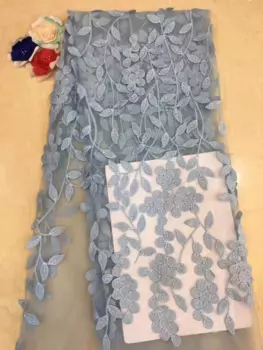 Новейшие нигерийские кружева высокого качества, африканские кружева, ткань для свадебного платья, французское Тюлевое кружево серого цвета (FJ-2-19