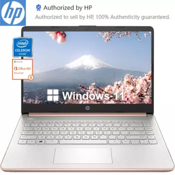 Новейший 14-дюймовый деловой Ноутбук HP, Intel Celeron N4120, ОЗУ 16 ГБ, хранилище 384 ГБ (128 ГБ eMMC + 256 ГБ Micro SD), офис 1 год 365, розовое золото