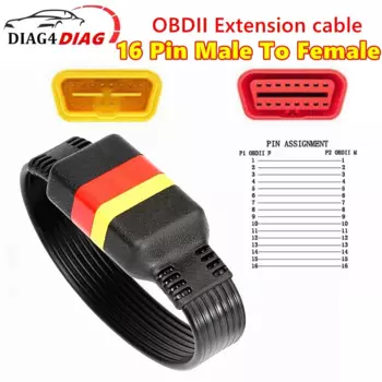 Новейший 16-контактный штекер на 16-контактный разъем OBD 2 OBD II Удлинительный разъем для автомобильного диагностического кабеля
