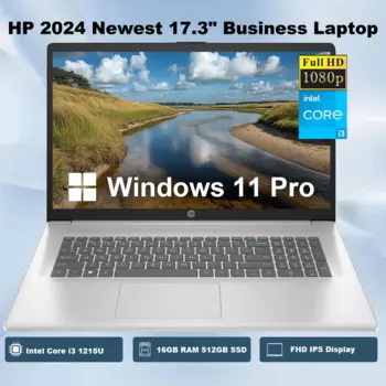 Новейший деловой ноутбук HP 2024 17,3, FHD IPS ноутбук, Intel Core i3 1215U,16 ГБ ОЗУ 512 Гб SSD,Intel UHD Graphics,Windows 11 Pro