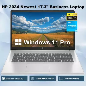 Новейший деловой ноутбук HP 2024 17,3, FHD IPS ноутбук, Intel Core i3 1215U,32 ГБ ОЗУ 1 ТБ SSD,Intel UHD Graphics,Windows 11 Pro