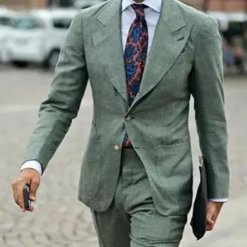 Новейший дизайн пальто и брюк, зеленый мужской костюм, повседневный пляжный облегающий костюм из 2 предметов, модные костюмы под смокинг, индивидуальный Блейзер, брюки