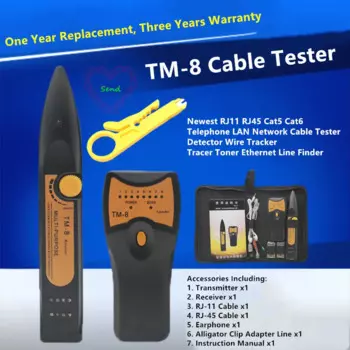 Новейший кабельный тестер TM-8 2019, Cat5 Cat5A Cat6 Cat6A RJ45, локальная сеть RJ11, трекер телефонных проводов, диагностический тон