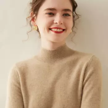 Новинка 100%, кашемировый свитер для осени и зимы, пуловер с длинным рукавом и теплый женский свитер с полувысоким воротником.