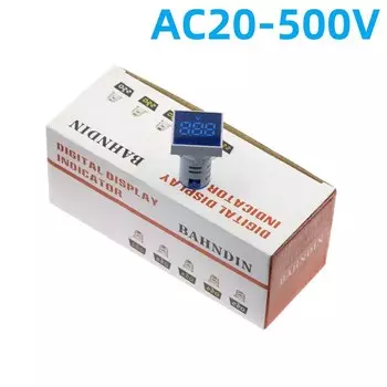 10 шт., мини-вольтметр с квадратной панелью диаметром 22 мм, светодиодный цифровой индикатор напряжения, телефон-тестер красного, синего, желтого, зеленого, белого цветов