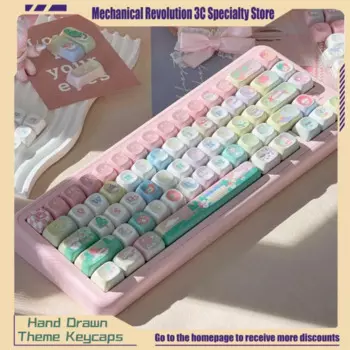 Новинка 131 милые тематические клавиши с ручным рисунком Xoa Profile Pbt Материал термосублимация Механическая игровая клавиатура колпачки для клавиш подарок