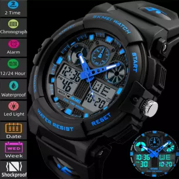 Новинка 2017, мужские спортивные часы SKMEI, двойной дисплей, Цифровые кварцевые часы, мужские водонепроницаемые повседневные электронные наручные часы для улицы