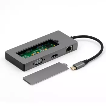 Новинка 2021, док-станция типа C, M.2 SSD, док-станция 8 в 1, USB 3,0, HDMI, совместимая с Rj45, PD