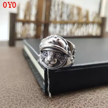 Новинка 2021, кольцо из стерлингового серебра S925 пробы в ретро-стиле с милым сердечком для девочки, с животным, серебряное кольцо с котом