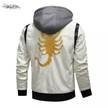 Новинка 2021, мужская куртка, куртка-бомбер, осенняя верхняя одежда, искусственная кожа, высокое качество, мужской воротник-стойка, Повседневная модная вышивка, с капюшоном, JK107