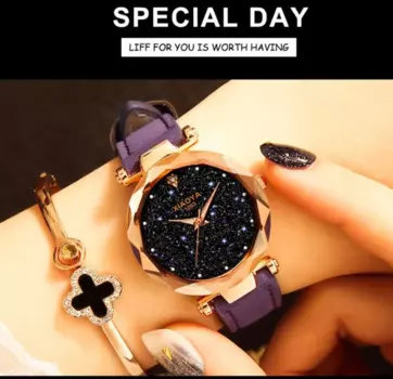 Новинка 2022, стильные женские часы со звездным небом, Роскошные Кварцевые наручные часы стразы, кожаный ремешок, простые элегантные женские часы