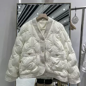 Новинка 2022, ультра-светильник, женский короткий белый пуховик на утином пуху, Женская свободная ветрозащитная парка, модная пуховая куртка, верхняя одежда на осень