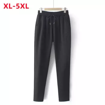 Новинка 2022, женские зимние спортивные брюки, женские облегающие эластичные черные плотные флисовые брюки большого размера 2XL, 3XL, 4XL, 5XL