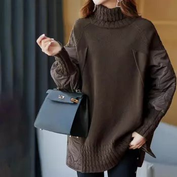 Новинка 2022, зимний женский пуловер с высоким воротником, большой размер, Прошитый свитер, теплое пальто, свободный женский модный джемпер в Корейском стиле