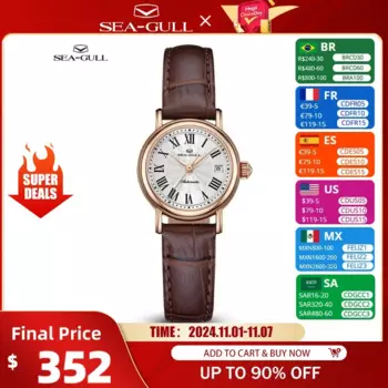 Новинка 2023, элегантные женские часы в стиле ретро, в римском стиле, с маленьким циферблатом 27 мм и ремешком, женские механические наручные часы, мужские часы 1046L