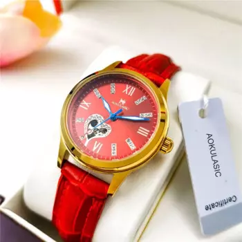 Новинка 2023, автоматические механические Женские часы, роскошные брендовые кожаные часы для женщин, женские часы-скелетоны, часы для женщин