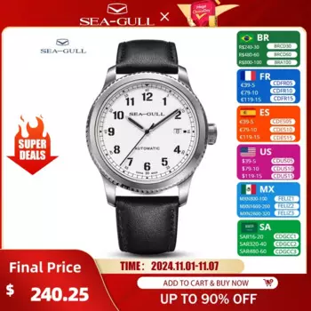 Новинка 2023 года, мужские механические наручные часы Seagull 41 мм, роскошные сапфировые светящиеся автоматические часы, водонепроницаемые часы 5 бар, мужские 6081