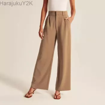Новинка 2023, летние женские брюки, повседневные свободные брюки с высокой талией и широкими штанинами, подходящие ко всему офисные прямые Костюмные брюки, лидер продаж