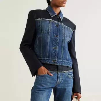 Новинка 2023, модное пальто в стиле ретро, контрастный дизайн, джинсовое пальто с длинным рукавом, короткая куртка, топ, женская одежда на осень и зиму