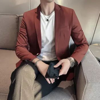 Новинка 2023, Мужская одежда, черный официальный костюм, приталенная повседневная куртка, однобортный шерстяной роскошный костюм, Auturan, зимнее пальто