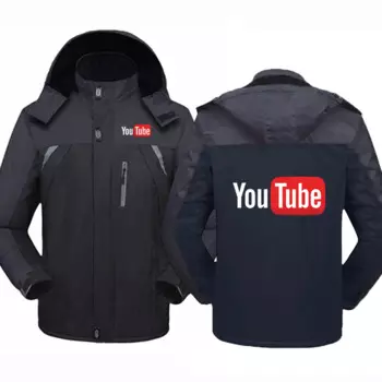 Новинка 2023, мужские куртки YouTube, зимние худи, ветровка с хлопковой подкладкой, плотные теплые пальто, приталенные повседневные флисовые куртки, топы